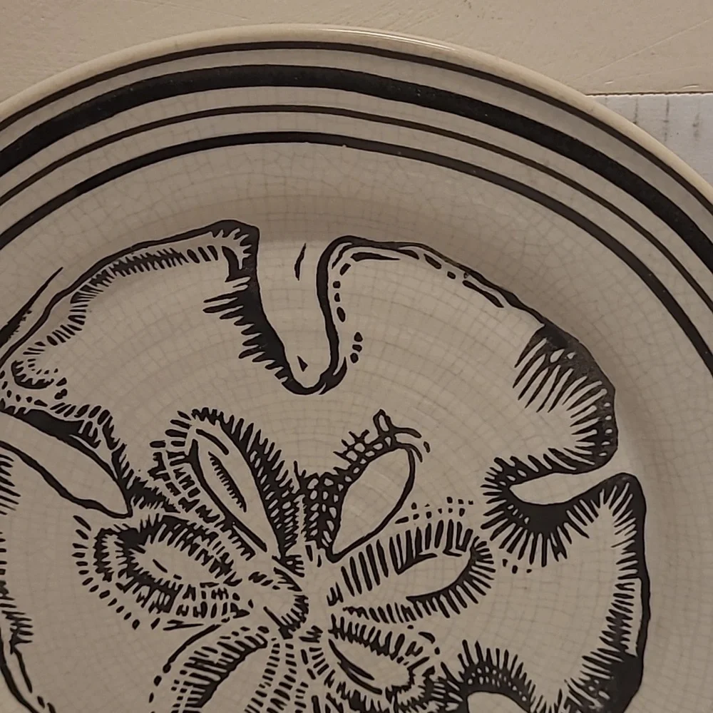 Pair of Vintage Pottery Barn Crackle Seashell Plates